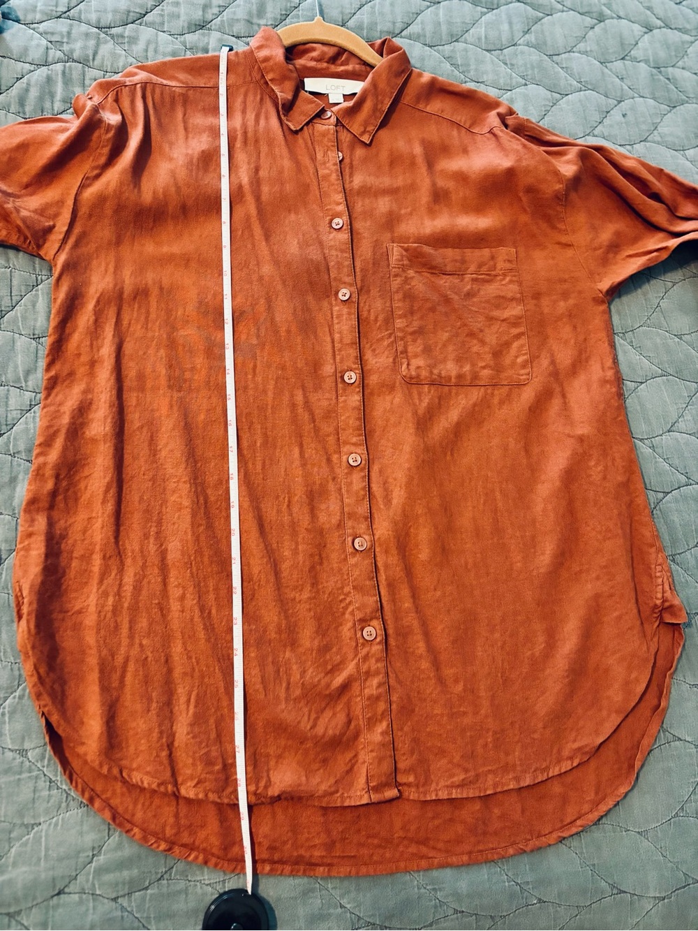 LOFT Linen Everyday Oversized Pocket Shirt - Intense Copper - Picture 7 of 9